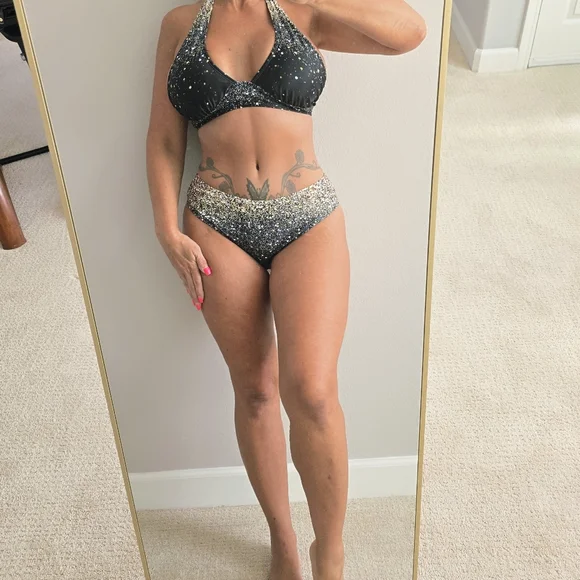 Pg8 Black and Gold Sequin Bikini Set - Picture 7 of 9